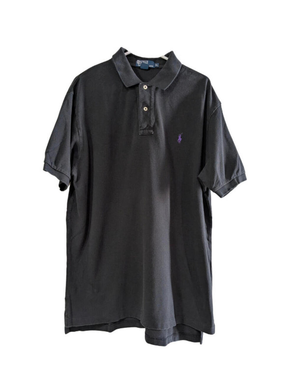 Polo by Ralph Lauren Men's Polo Shirt, Black, Size XL, Cotton, Purple Logo